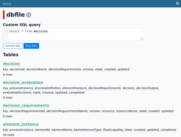 Browsing SQLite database with datasette.io